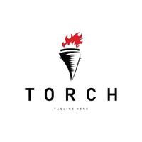 illustration of a retro minimalist design of a torch logo with a black silhouette as a brand symbol template for a business or product vector