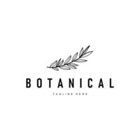 botanical logo design concept simple line template illustration symbol of natural power as a symbol or decoration vector
