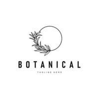 botanical logo design concept simple line template symbol of natural power elegant suitable as a symbol or decoration vector