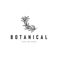 botanical logo design concept simple line template illustration symbol of power elegant suitable as a symbol or decoration vector