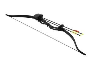 Full-size black recurve archery bow with two colorful arrows included photo
