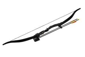Tactical recurve bow set with dual arrows on isolated white background photo
