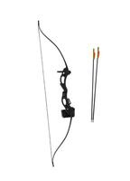 Detailed compound-style bow with two target practice arrows photo