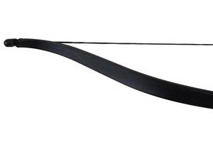 Detailed close-up view of black recurve bow limb with visible string photo