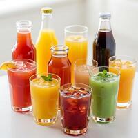 A table with a bunch of different drinks photo
