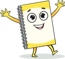 illustration of a notebook with a happy face and cartoonish style. vector