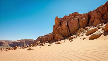 Arid Desert Landscape With Rocky Cliffs photo