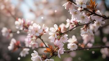 Close-up of Delicate Cherry Blossom Branches photo