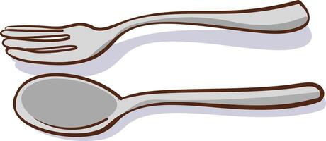 illustration of a spoon and fork isolated on a white background. vector