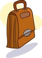 Brown leather briefcase with handle and lock. Men's business portfolio for documents. Office work bag. flat illustration vector