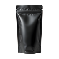Black Matte Stand Up Pouch with Ziplock Closure on Transparent Background png