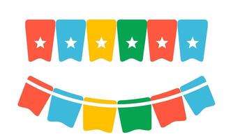 Festive Garland Set with Triangular Flags and Star Graphics for Celebrations vector