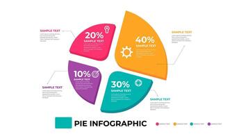Colorful Pie Chart Infographic with Percentage Breakdown and Icons vector