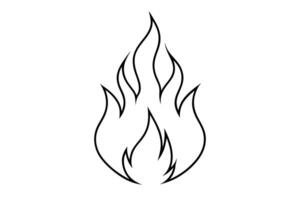 Simple Black and White Outline of a Fiery Flame vector