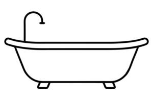 Simple Line Art Illustration of a Bathtub with Faucet vector