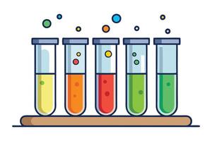 Colorful Test Tubes with Different Liquids in a Laboratory Setting vector