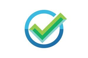 Modern Checkmark Icon with a vibrant green and blue color scheme. vector