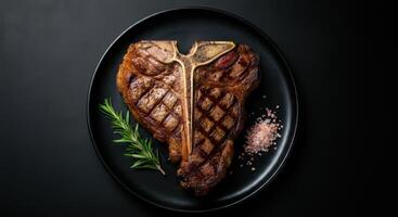 Grilled T-Bone Steak with Pink Himalayan Salt and Rosemary photo