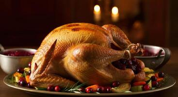 Thanksgiving Turkey with Cranberry Sauce and Vegetables photo