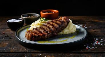 Rustic Grilled Steak with Mashed Potatoes photo