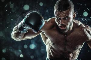 A man in boxing gloves is posing for the camera photo