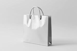 A white shopping bag on a plain surface photo