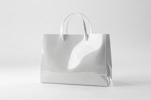 White shopping bag on a white background photo