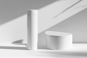 A white toilet and a white container photo