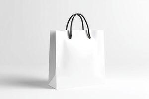 White paper bag mockup on white background photo