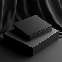 Black book on a black box with a curtain photo