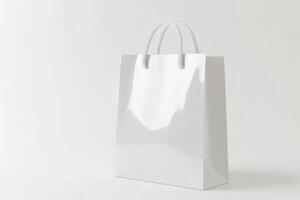 White paper bag on a plain background photo