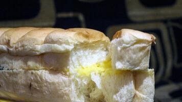 22. Torn bread filled with chocolate and cheese photo