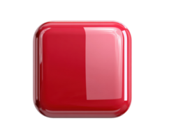 Red glossy square button for UI design and web apps png