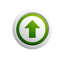 Green round button with upward arrow symbol for user interface png