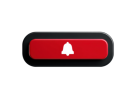 Red notification button with bell symbol for alerts and reminders png