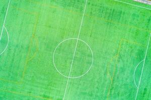 top-down view of a soccer football training field, detail of a soccer football field from directly overhead photo