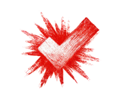 Red check mark symbol with burst for validation and confirmation png
