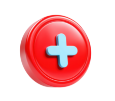 Red circular button with blue plus sign for user interaction design png
