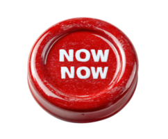 Red button with the word now to encourage immediate action png