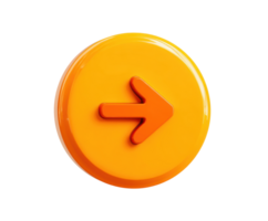 Bright orange arrow button for interactive design and user interface png