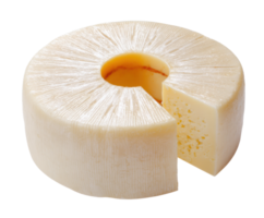 Unique round cheese wheel with a slice removed, perfect for gatherings png