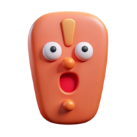 intense impressive Exclamation point character with a surprised expression. Flat color, minimal design, crisp edges with Scalable Design. flawless png
