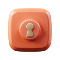picturesque reflective rustic Rounded square badge with keyhole shape, flat coral with Scalable Design. professional png