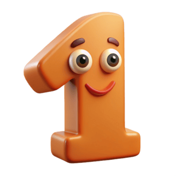 spectacular bohemian Number character with a single eye, smiling mouth. Minimal design, crisp edges, flat color with Scalable Design. high resolution png