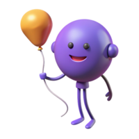 pristine whimsical geometric Balloon character with string attached. Scalable, flat color, single-weight stroke with Scalable Design. expertly shot png