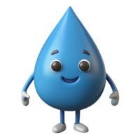 melancholic splendid Raindrop character with a friendly face, simple arms and legs. Minimal design, crisp edges, flat color with Scalable Design. high resolution png