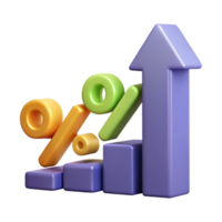 whimsical glorious Upward trending arrow with percentage labels. Clean lines, flat color, minimal design with Scalable Design. ultra HD png