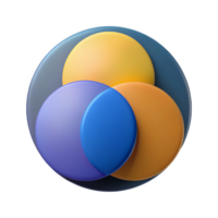 gorgeous art deco Venn diagram with overlapping circles. Geometric, scalable design, minimal with Scalable Design. studio quality png
