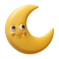 breathtaking geometric Smiling crescent moon character, simple eyes and mouth, clean lines, flat yellow with Scalable Design. masterfully captured png