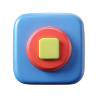 vibrant intense geometric Stop button icon. Square shape. Single-weight stroke, flat color with Scalable Design. 4K png
